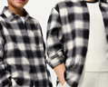 优衣库童装男童女童法兰绒格子衬衫长袖衬衣薄外套上衣新款478132 09 黑色 130 实拍图