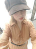 奈绽云朵帽褶皱女秋冬新款显脸小英伦复古休闲八角帽百搭贝雷帽女冬季 咖啡色-【升级双层加棉】 实拍图