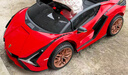 星辰皓兰博基尼儿童电动车四轮玩具可坐人小孩宝宝婴儿遥控汽车闪电SIAN 红色四驱+遥控+摇摆+皮座+软轮 实拍图