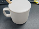 传旗陶瓷马克杯带勺盖咖啡杯牛奶杯早餐杯办公杯男女茶杯描金白400ml 实拍图