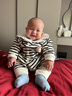戴维贝拉（DAVE＆BELLA）初生婴儿摇粒绒连体衣0-3个月宝宝爬服秋季新款小童包屁衣新生儿 波浪印花【DB3243402】 80cm （建议身高73-80cm） 实拍图