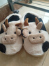 细细条（XIXITIAO）情侣可爱小奶牛棉拖鞋秋冬季男女士居家亲子保暖毛毛拖鞋 全包跟款白色 40-41（适合39-40的脚） 实拍图