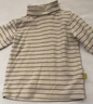 papa爬爬秋冬儿童高领波波绒打底衫条纹洋气保暖男女宝宝长袖上衣 米白-翻高领 110 cm 实拍图