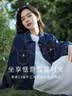 茵曼（INMAN）复古短款牛仔外套秋长袖上衣 深牛仔蓝-18518171 S 实拍图