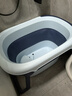 日康（rikang）泡澡桶 儿童折叠浴桶婴儿洗澡盆 宝宝洗澡桶 赠浴凳蓝色X1026-1 实拍图
