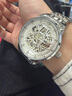 冠琴（GUANQIN）手表男士机械表雕花系列全自动镂空夜光防水商务瑞士品质国潮腕表 钢带银色白面 实拍图
