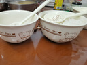 【超级爆品】陶瓷碗高颜值饭碗加厚碗勺套装可爱卡通碗盘餐具套装 幸运熊 两碗两勺 实拍图