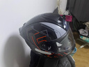 LS2情侣摩托车头盔男女机车赛车四季全盔儿童盔防雾大尾翼802 黑/灰桔星河 3XL(建议59-61头围) 实拍图