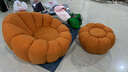阳光半岛懒人沙发可睡觉可躺卧南瓜沙发可旋转单人沙发客厅阳台休闲沙发 橘色+脚踏（羊羔绒）360度旋转 整装 实拍图