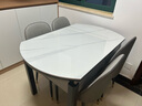 上林春天 岩板餐桌 实木餐桌椅组合现代简约伸缩折叠圆桌吃饭桌子餐厅家具 亮光雪山白黑灰【轻奢皮椅灰色】 1.2m 一桌六椅 实拍图