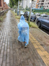 牧萌儿童雨衣带书包位男女童全身防水学生上学轻便TPU雨披 蓝果冻 3XL 实拍图