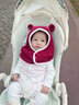 BabyWatch婴儿帽子秋冬宝宝新生儿外出帽子婴幼儿保暖防风护耳帽加厚摇粒绒 小熊帽-酒红【A类标准丨围脖一体帽】 0-3周岁 实拍图