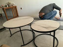 立太（LEADTEK）茶几客厅小户型边几沙发轻奢小桌子现代简约圆形茶几组合茶桌茶台 70CM白+50CM黑+黑架【加粗加厚】 实拍图