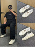 皓顿（HAUT TON）休闲鞋头层牛皮男鞋新品懒人小白鞋韩版一脚蹬乐福鞋百搭板鞋 白色 41 -适合运动鞋42码 实拍图