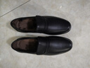 蜘蛛王男士皮鞋牛皮秋冬保暖通勤爸爸鞋一脚蹬休闲男鞋 黑色（加绒）42 实拍图