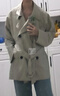 fano studios范洛Fano 经典摩登活页廓形双排扣垂感短风衣外套女小个子2025秋 米灰色第二批 M 实拍图