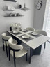 复古风黑色实木岩板餐桌餐椅组合家用小户型客厅现代简约吃饭桌子 单餐桌【1.8cm全托底盘】 130cm 实拍图