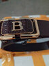 男士腰带鳄鱼纹皮带无牙自动扣字母B年轻时尚潮流百搭休闲商务 金边咖贴皮鳄鱼纹+咖鳄鱼带身 120cm 实拍图