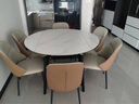 顾家家居（KUKA）岩板餐桌椅子现代简约可伸缩折叠饭桌家用餐桌椅组合7186方圆两用 7186|1.3m餐桌+折耳咖椅*6 实拍图