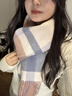 玛丽亚·古琦（MARJA KURKI）双面山羊绒围巾女生秋冬保暖羊绒女士围脖披肩礼盒装送女友简约款 粉蓝色 实拍图