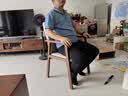 禾夫实木靠背椅子办公椅麻将专用椅带扶手老人椅子单人家用电脑沙发椅 【棉麻面料丨实木框架】胡桃色&卡其色 送货上门 实拍图