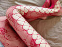 浪莎情趣内衣性感黑丝情趣丝袜渔网袜红色侧面复古玫瑰性感镂空连裤袜 实拍图