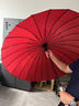 爱上雨24骨遇水开花雨伞女长柄直杆大号抗风高颜值ins双人男学生花雨伞 皮直柄-遇水开花24骨抗风-酒红 实拍图
