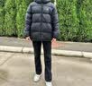 三彩【防水易打理】2025冬季新款宽松中长面包服白鸭绒羽绒服M 经典黑 非特白绒 M 160/84A 实拍图