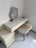 致绪梳妆台卧室斗柜一体化妆桌小户型实木岩板化妆台收纳可伸缩化妆柜 白120cm桌+柜+云朵镜+花瓣椅 实木【三斗柜】岩板台面 实拍图
