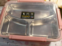 安买304不锈钢饭盒三分格1000ml 上班族饭盒保温餐盒便当盒 粉色S1834 实拍图