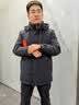 罗蒙（ROMON）鹅绒中长款可拆卸连帽加厚羽绒服男士冬季中青年保暖防风极寒外套 虾青 L (175) （适合120-135斤） 实拍图