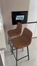 北欧轻奢吧台椅家用高脚凳现代简约酒吧椅子靠背椅网红ins前台椅 疯马皮/棕色-座高75CM 实拍图