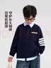 左西男童毛衣秋冬款儿童学院风针织衫2026新款中大童冬装 灰色 120 实拍图
