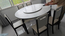 丰舍 餐桌 岩板餐桌简约现代可变圆桌伸缩折叠家用实木饭桌餐桌椅组合 黑白色【雪山白哑光12MM岩板】 1.5米 一桌六椅【升级四轨】 实拍图