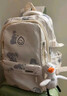 回力书包女高颜值初中生高中生大容量双肩包轻便百搭大学生背包电脑包 白色印花【冲天鸭挂件】 实拍图
