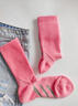科尔洛克网眼透气毛巾底运动袜保暖吸汗跑步袜骑行跳绳瑜伽袜子2双 粉+白 实拍图