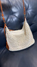 麓格立大容量编织包包女包2025新款夏时尚棉线斜挎托特包海边度假沙滩包 拉链款编织包【米白色带挂件】 实拍图