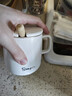 传旗陶瓷马克杯带勺盖咖啡杯牛奶杯早餐杯办公杯男女茶杯描金白400ml 实拍图