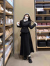 蝶娇诺（DIEJIAONUO）连衣裙女装2025年冬季新款韩系小香风千金感氛围感穿搭女套装复古 黑灰套装+腰带 S 实拍图