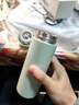 米家 保温杯 316不锈钢水杯 男女士杯子 大容量茶杯便携 350ml绿色 实拍图