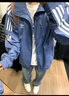 adidas休闲简约三条纹梭织立领夹克外套男装秋季阿迪达斯三叶草 深蓝(推荐选大一码)   L 实拍图