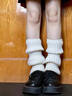冬雾Lolita针织日系加长jk小腿袜修饰腿型袜套腿套显瘦遮腿型JK堆堆袜 白色+白色+黑色 均码 实拍图
