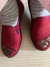 布舍元 单鞋女平底圆头妈妈鞋软底透气女士一脚蹬套脚懒人鞋中老年老人老北京布鞋女  210-1322 红色 37 实拍图