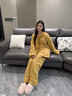 ZUMASHL睡衣女士2026新款秋冬季纯棉夹棉袄加厚保暖可外穿家居服套装冬天 S85990#（翻领）夹棉套装-麦穗金 M 【建议85-120斤穿】三层加厚 实拍图