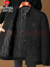 皮尔卡丹（pierre cardin）外套男春秋款雪尼尔加绒加厚保暖夹克中老年休闲上衣男士爸爸装 黑灰色立领【厚款不加绒】 XL (180) 【建议体重110-130斤】 实拍图