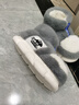 粤草冬季高帮棉拖鞋男士外穿加厚保暖防寒女士厚软底情侣雪地靴棉拖鞋 灰色-凤伶貂【保暖舒适】 42-43 【偏小一码】 实拍图