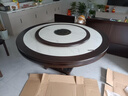 梵宜实木餐桌椅组合 新中式岩板大圆桌带转盘家用8-10人吃饭桌子F339# 1.6m进口岩板桌+10椅【送转盘】 橡胶木 实拍图