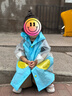 牧萌儿童雨衣带书包位男童女童女孩加长全身学生雨披 蓝色赛车 2XL 实拍图