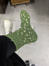 Cofni意大利纯棉女士袜子女复古毛圈袜拉毛保暖加厚加绒刺绣中筒秋冬款 礼盒装：装绿色系 5双 实拍图