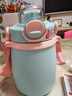 富光保温杯316不锈钢女大容量儿童水杯学生吸管杯子大肚杯中秋节礼物 风信蓝【316L不锈钢】1000ml 实拍图